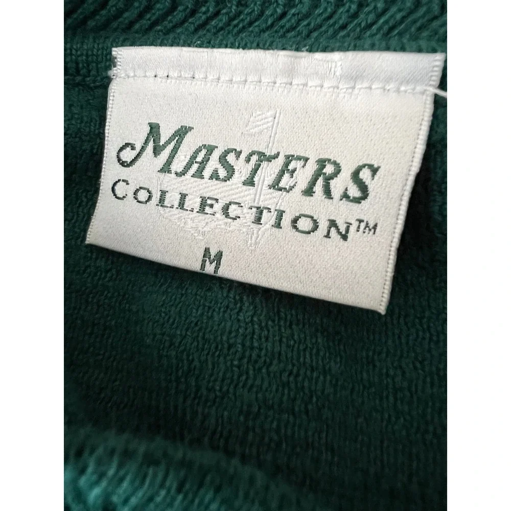 Masters Collection Mens Green Cotton V-Neck Golf Sweater Vest Logo Size Medium